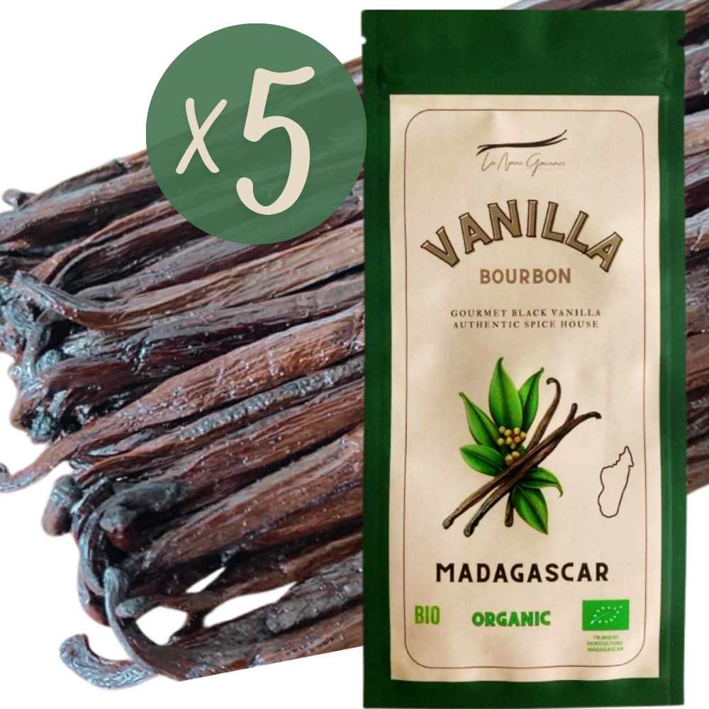 5 Gousses de vanille Noire Bourbon BIO