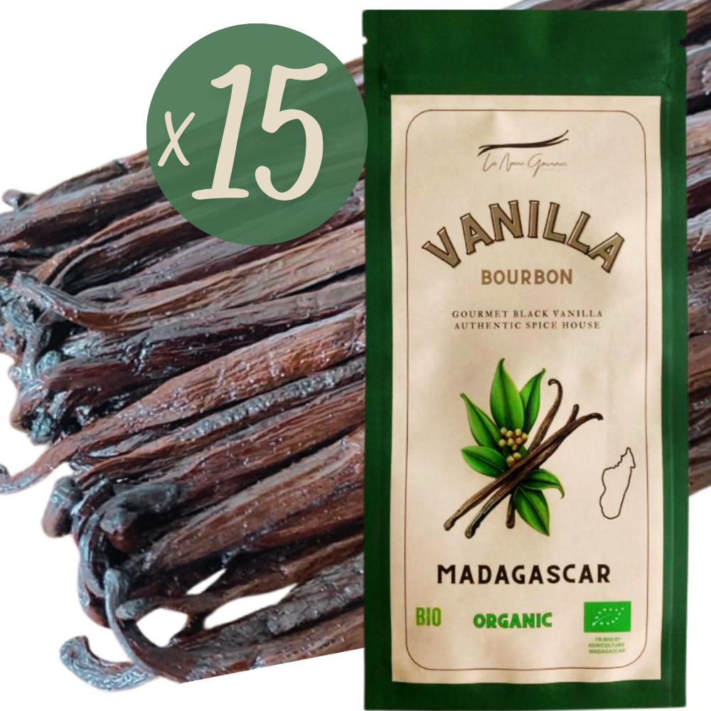 15 Gousses de vanille Noire Bourbon BIO